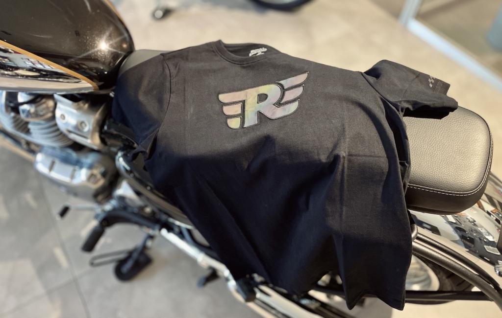T-Shirt Originale Royal Enfield Nera con Logo Riflettente